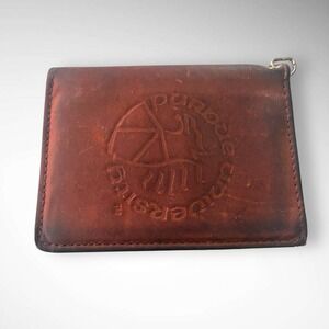 VINTAGE Purdue University Brown Leather ID Card Holder Keychain | EUC